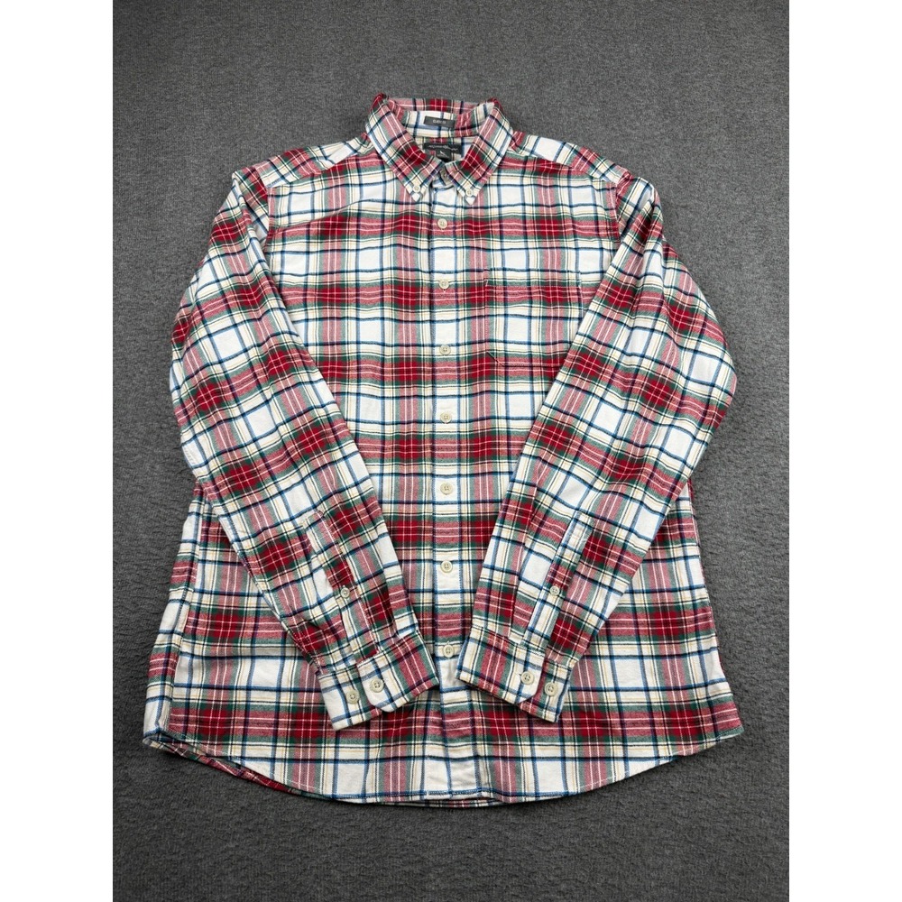 Eddie Bauer Men's L Large Classic Fit Plaid Flannel Long Sleeve Button‎ Up Shirt